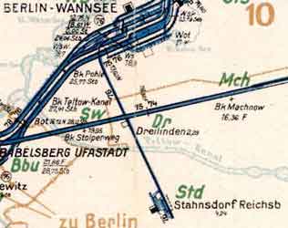 Ausschnitt Betriebsstreckenplan des Reichsbahndirektionsbezirks Berlin 1946
